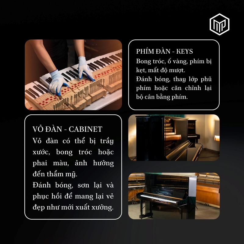 Những bộ phận cần được sửa chữa và phục hồi đàn piano cơ cũ - 2