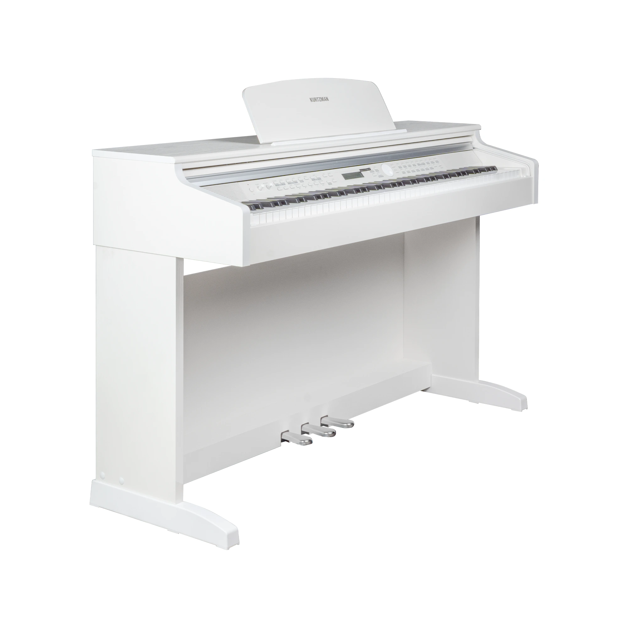 Góc nghiêng đàn piano điện Kurtzman K610 màu trắng